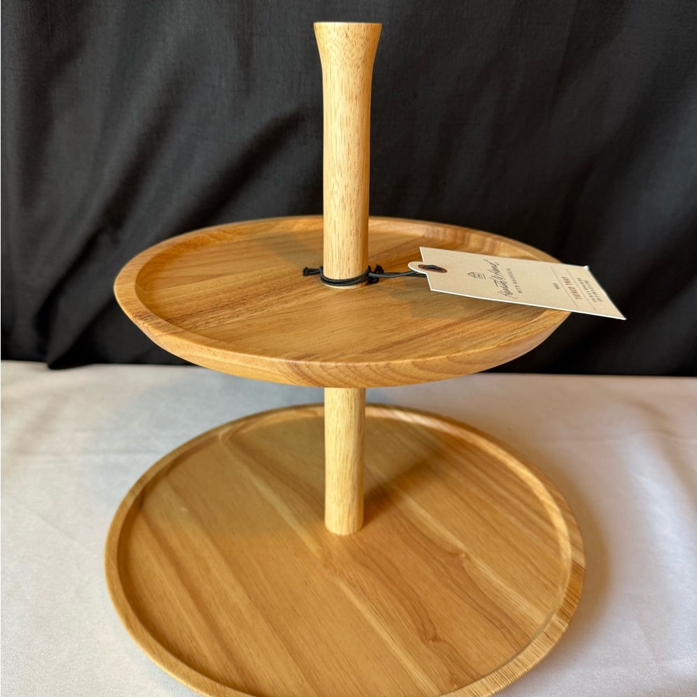 Hearth & Hand W/Magnolia Two-Tier Wooden Serving Tray NWT - Picture 4 of 13